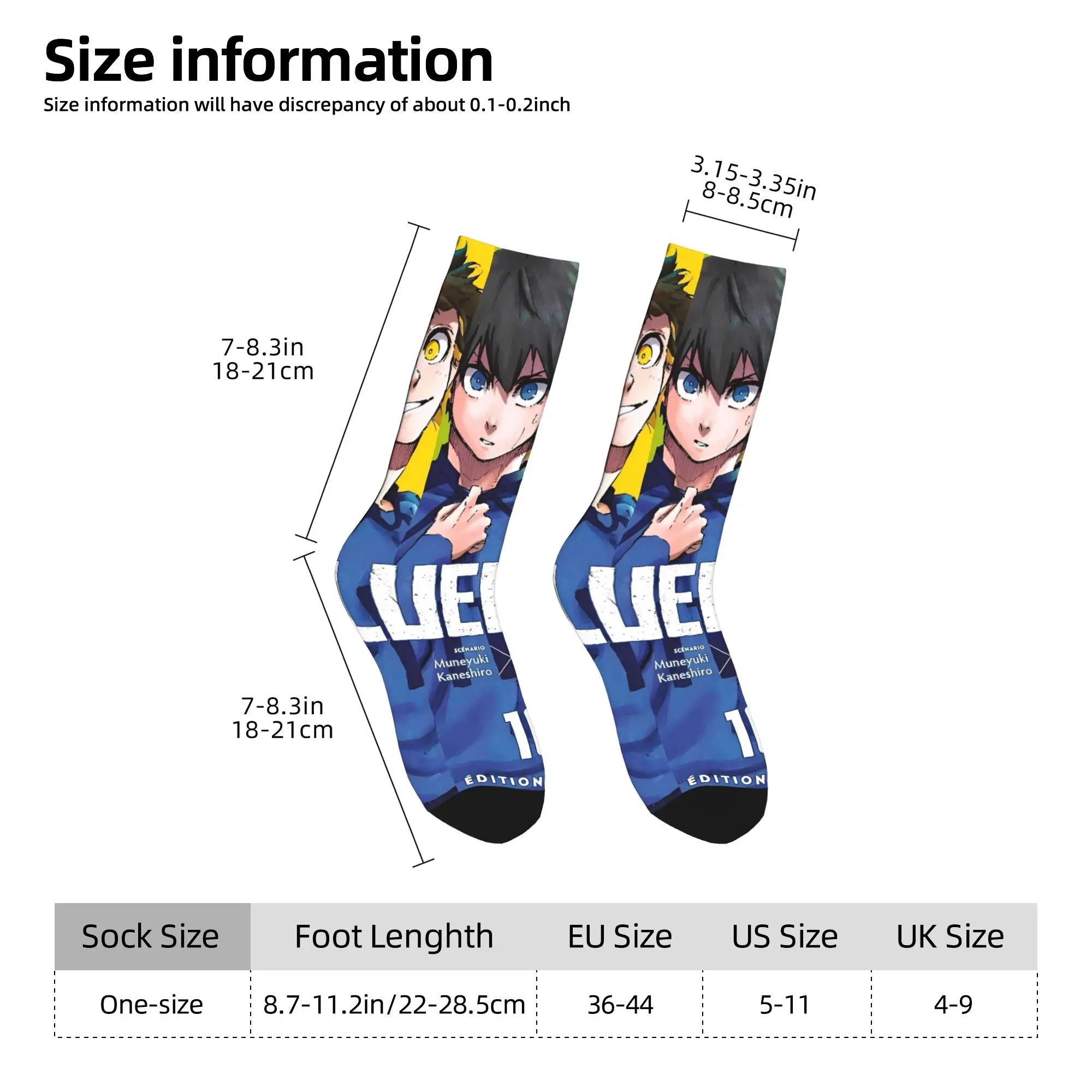 Blue Lock Anime Socks Winter  Stockings Novelty Adults Men Warm Soft Socks Pattern Outdoor Sports Anti Sweat Socks