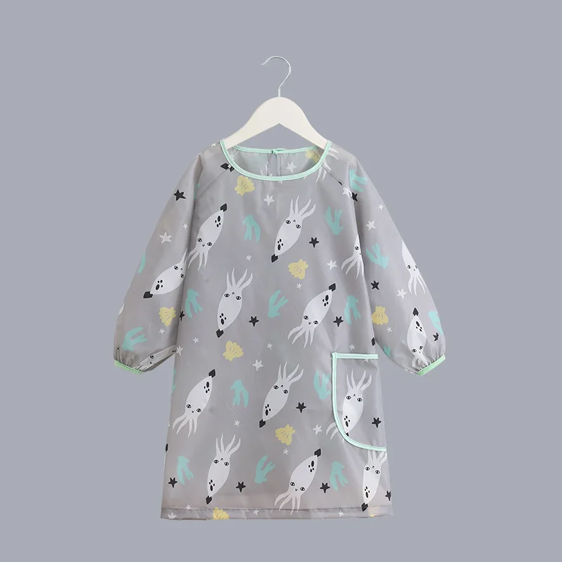 Children\'s Painting Blouse Waterproof and Anti-dirty Baby Eating Clothes Painting Small Apron Long-sleeved Art Kindergarten Bibs