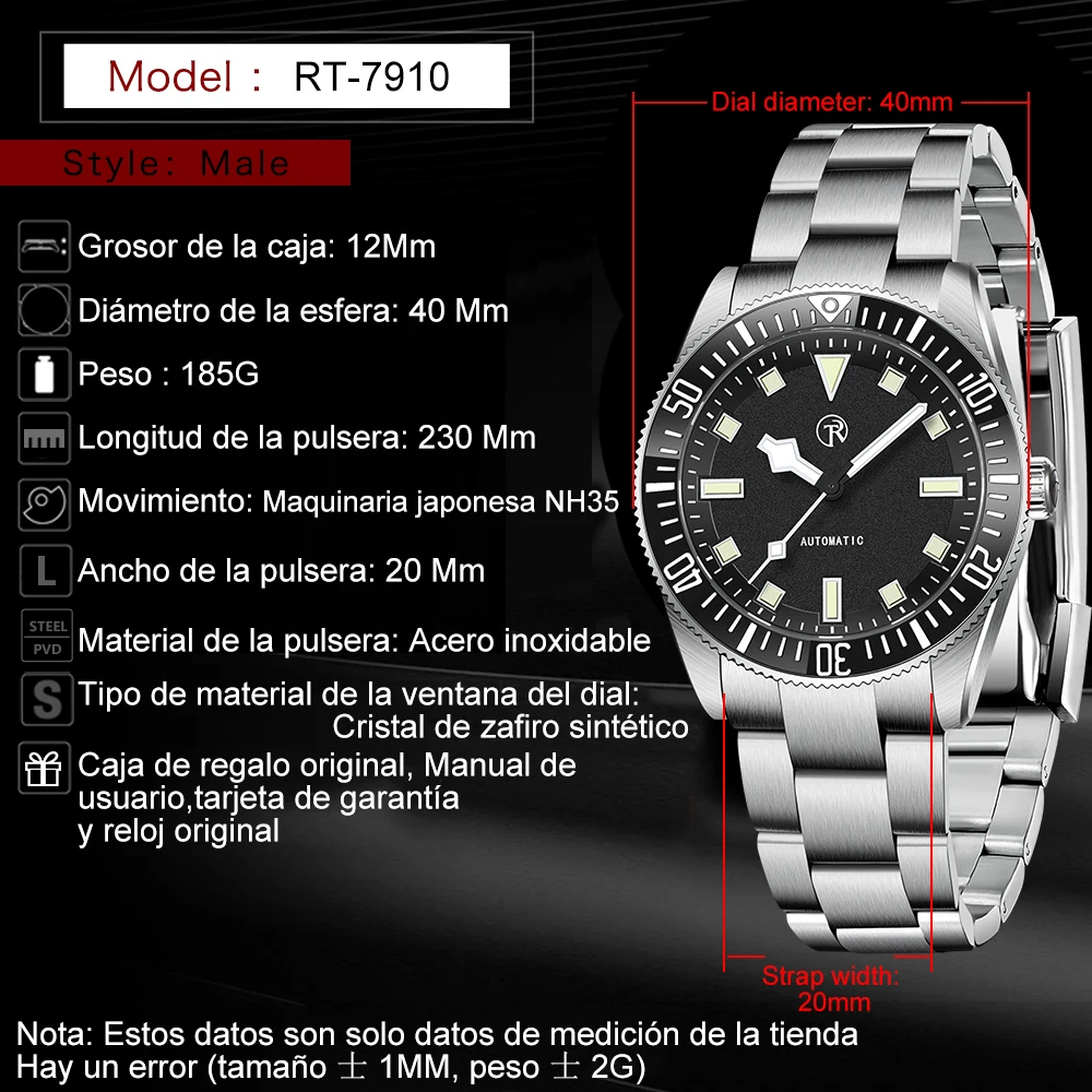 2025 ساعة رولستيمي للرجال ساعات أوتوماتيكية للرجال NH35 ساعة ميكانيكية إطار مضيء 100 متر مقاومة للماء من الفولاذ المقاوم للصدأ