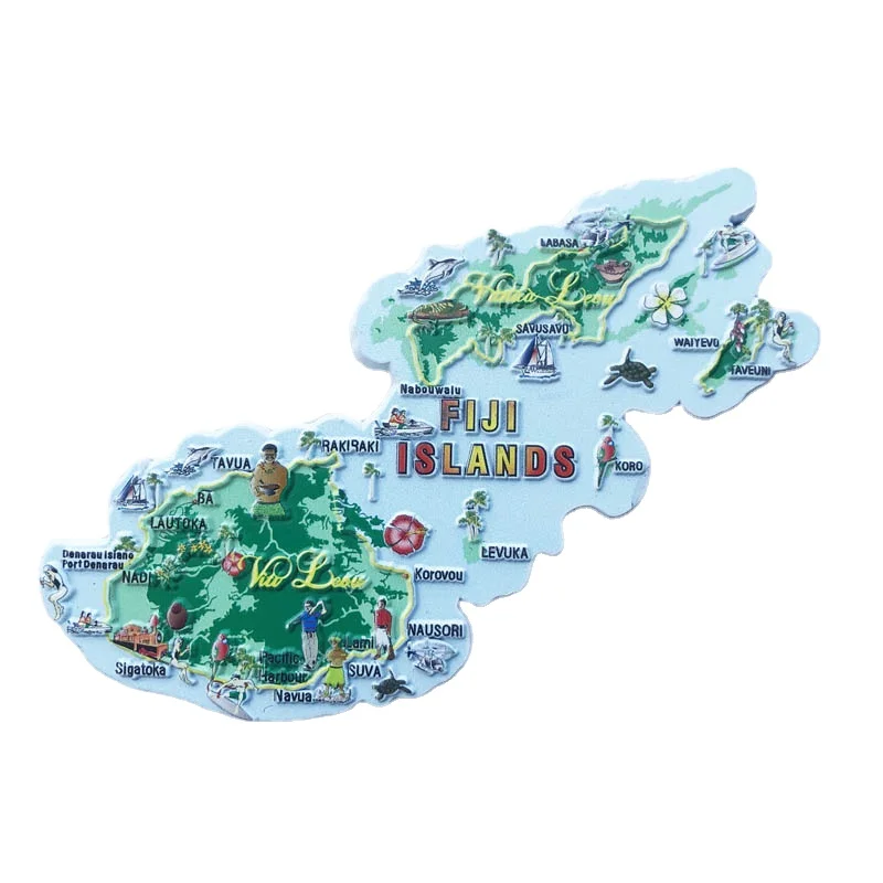 Fiji Fridge Magnets Creative Map of Fiji Travelling Souvenirs Fridge Stickers Birthday Gifts Message Board Magnetic Stickers