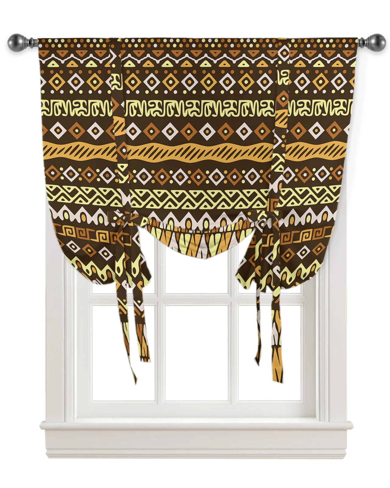 Africa Sunset Women Elephant Giraffe Kitchen Short Window Curtain Modern Home Decor Small Window Roman Tie Up Curtains