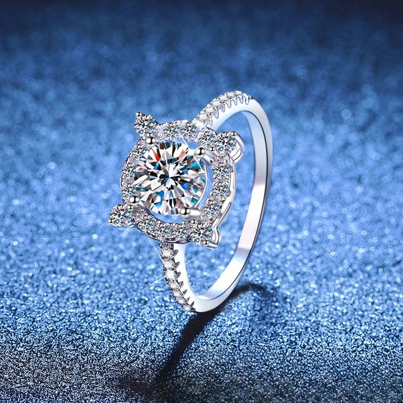 

New moissanite 1-carat ring s925 pure silver proposal ring for women, luxurious and high-end ring, wedding jewelry