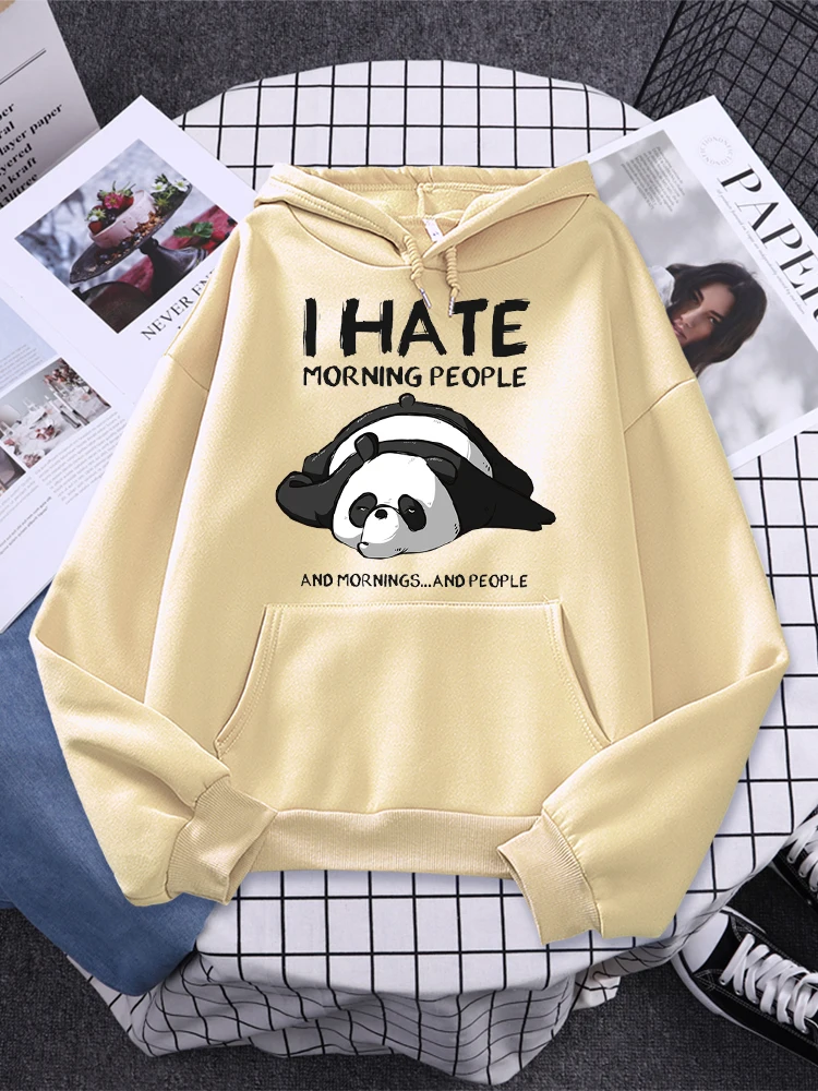 Lazy Panda I Hate Morning People Prints Hoody Woman Casual Hoodies Plus Size Sweatshirt Harajuku Girl Autumn Warm Sudaderas Tops