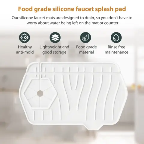 सिलिकॉन ड्रेन पैड काउंटरटॉप प्रोटेक्टर वाटर स्प्लैश कैचर मैट डबल-साइडेड नल स्प्लैश गार्ड ट्रे बाथरूम किचन गैजेट्स 10 best sales सिंक स्प्लैश गार्ड - №3