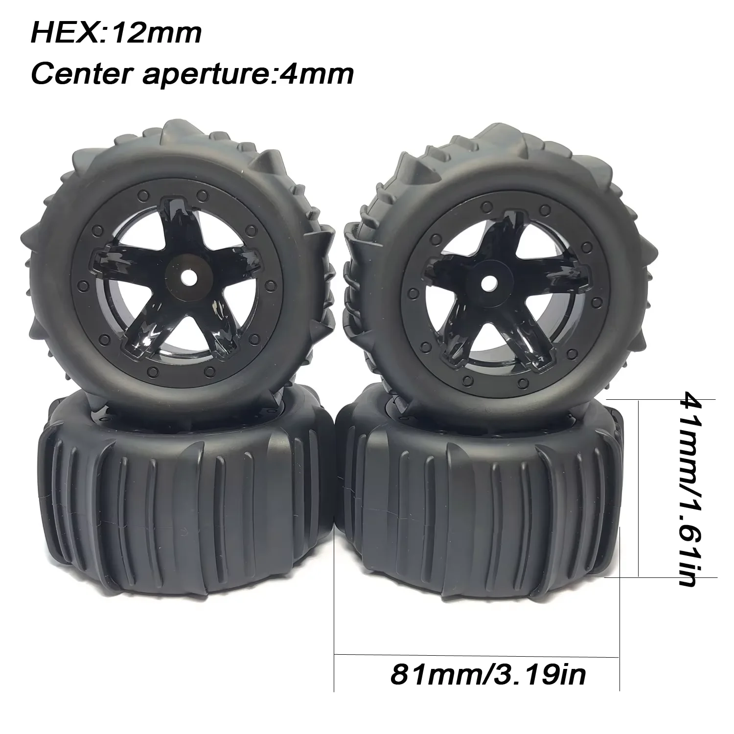 4 stks/partij 12mm Hex Monster Truck Wielbanden voor SCY 16101 Pro 16102 Pro 1:16 14210 1:14 MJX Off Road banden RC Auto Upgrade Onderdelen