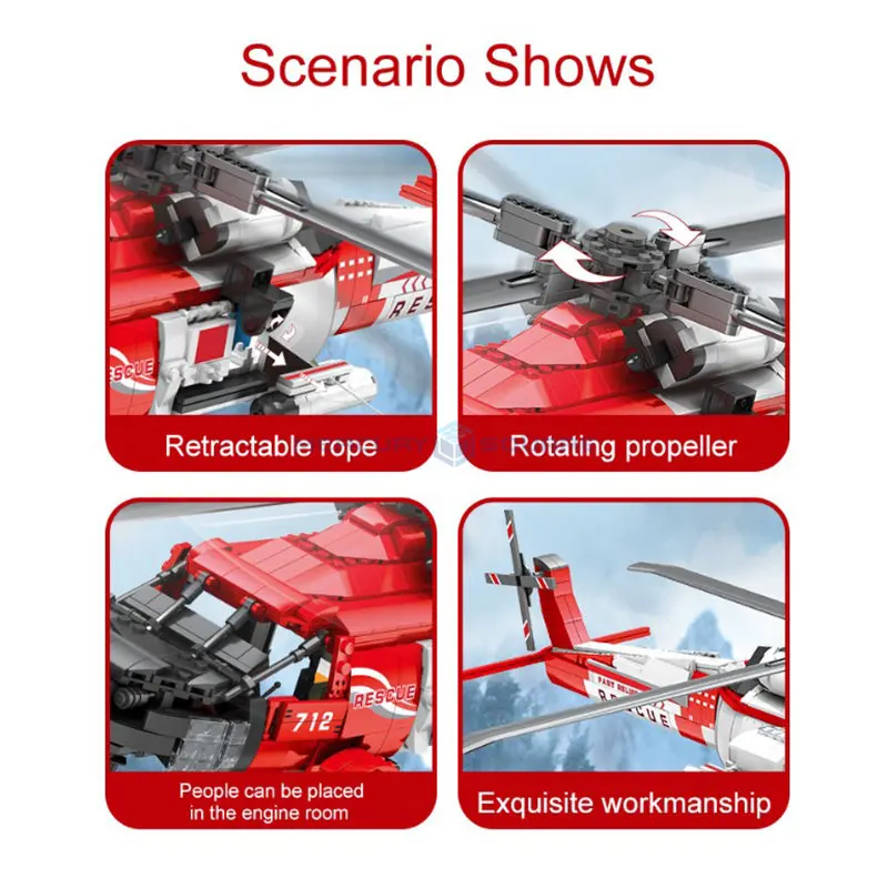 HH-60J ยามค้นหาเครื่องบินกู้ภัยทหารรบเฮลิคอปเตอร์ขนส่งทหาร88012แบบอิฐเครื่องบินบล็อกตัวต่อของเล่น