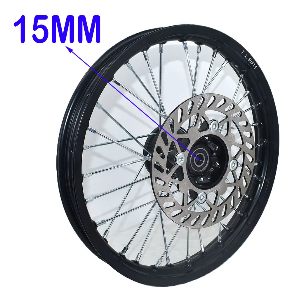 1.40-14 Inch Front Aluminum Alloy Wheel Rim with 190MM Brake Disc Plate Rotor 32 Spoke For Dirt Pit Bike Off-Road Motorcycle