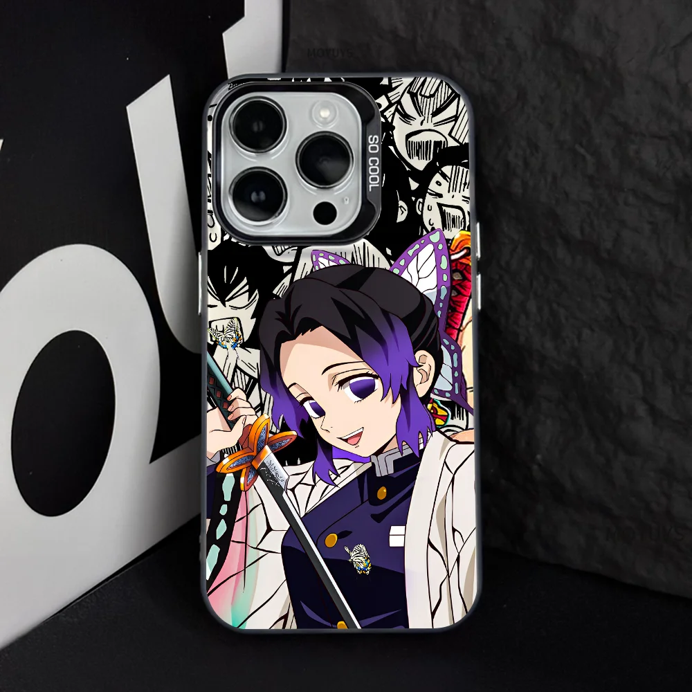 

Kochou Shinobu Demon Slayer Anime Phone Case IMD Color Silver Shell For IPhone 16 15 14 13 12 Pro Max Plus