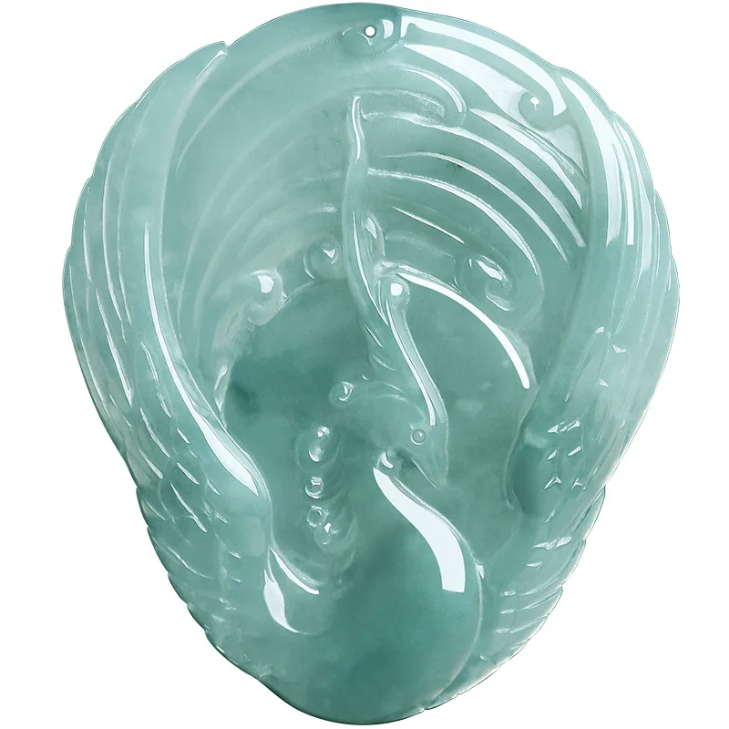 

Natural Burmese Jadeite Phoenix Pendant Necklace Charm Talismans Carved Amulet Luxury Real Jade Accessories Gifts for Women