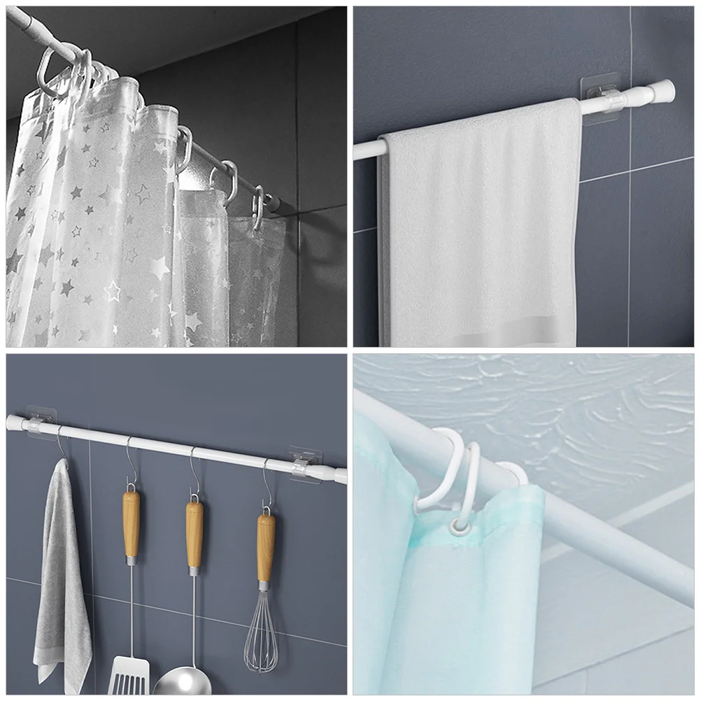 

2Pcs Telescopic Curtain Rod Adjustable Clothes Drying Rack No Drill Rust Resistant Multipurpose Tension Rod for Bathroom Window