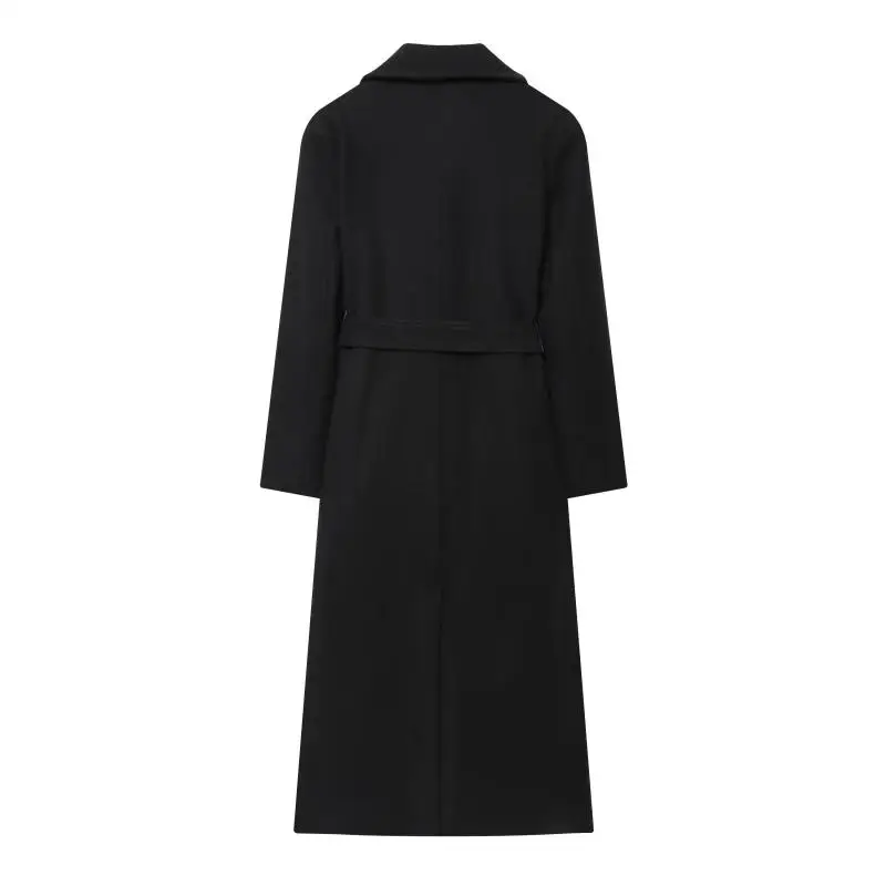 KEYANKETIAN الخريف والشتاء جديد المرأة البدلة طوق التعادل معطف طويل من الصوف المرأة يندبروف معطف طويل #2