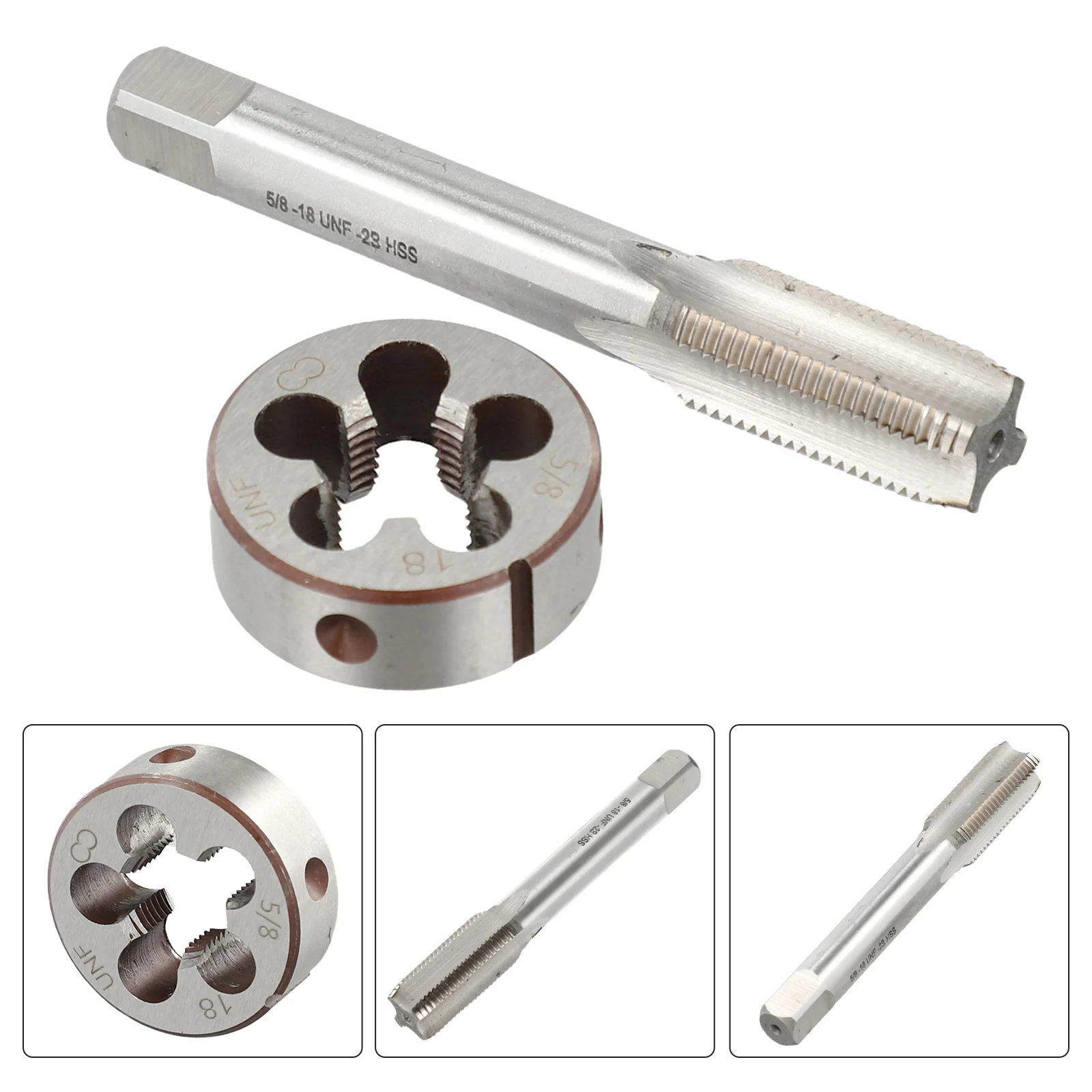 Sleek Design of HSS Threading Tools for Right Hand Use Featuring a Tapping Tool & Matching Die Size 5/8 18 UNF