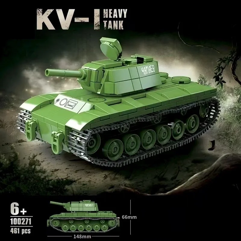 

Soviet Union KV-1 Heavy Tank WWII Tank Building Blocks Bricks Scene Of Military Weapons Model Assembly Desk Decoration Toy Gifts