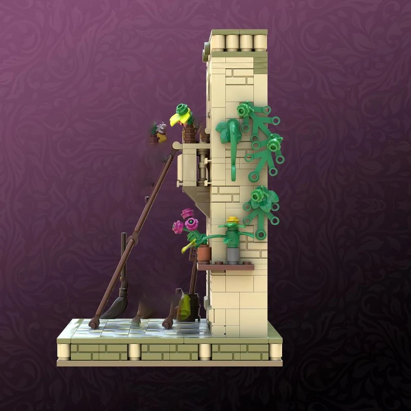 도시 거리 풍경 모크 빌딩 블록 사랑의 사다리 - 중세 벽돌 모델 DIY 조립 건설 장난감 휴일 선물