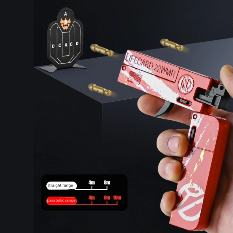 Life Card Folding Toy Pistol Handgun Toy Card Gun With Soft Bullets Alloy Military Shooting Model Adult Kid Soft Bullet Gun Gift