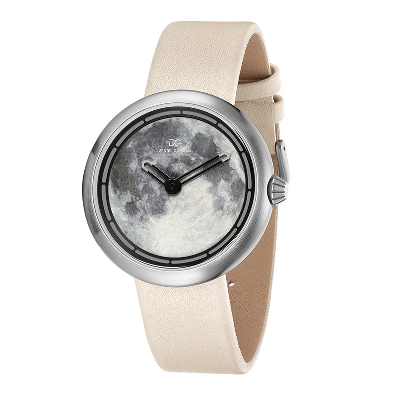 Unisex Leuchtende Quarzuhr 5 ATM Wasserdichte Armbanduhr Lederband 3D Gedruckt Zifferblatt Männer Uhr DG9314 Pi Serie Montres Femme