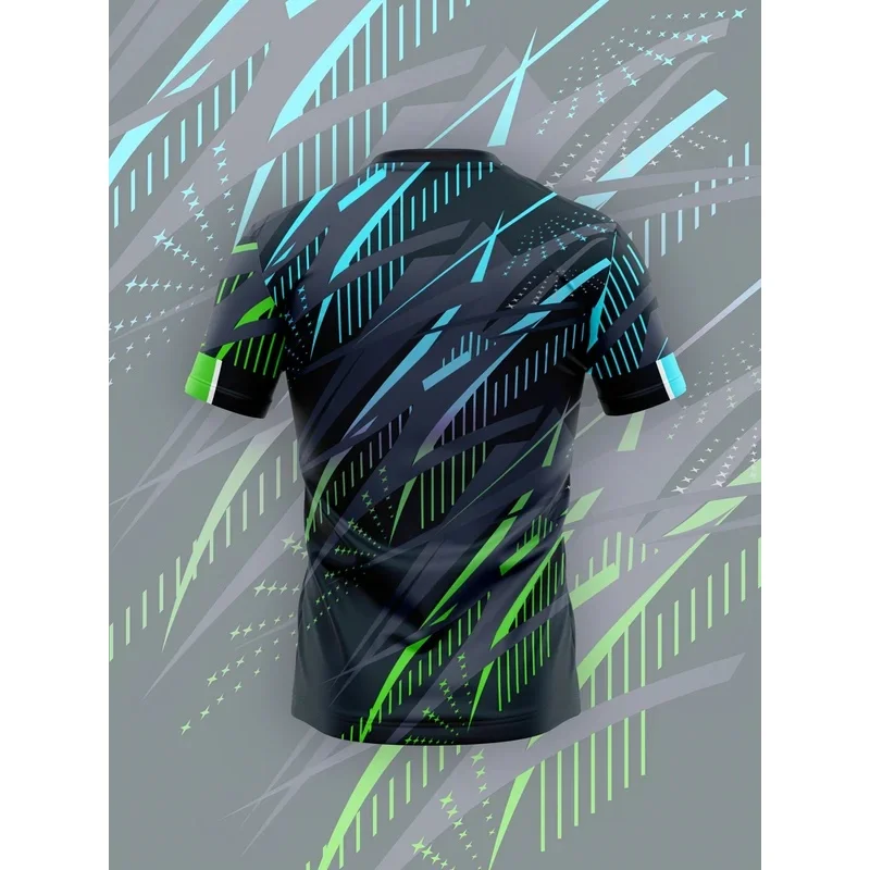Men's Quick Dry Sports Tshirt High Elasticity Light Blue Diagonal Printed Breathable Training Shirt