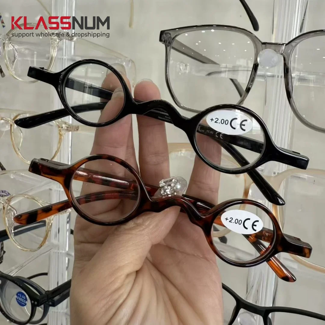 KLASSNUM Retro Small Round Frame Reading Glasses For Women Men Anti Blue Light Eyewear Presbyopia Optical Eyeglasses Eyewear