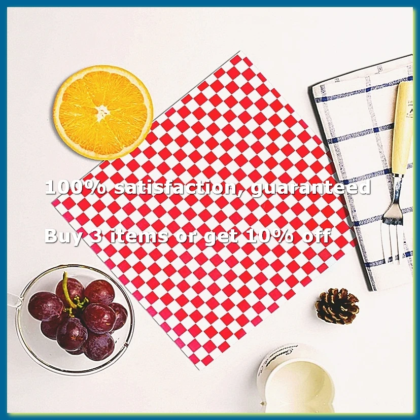 100 PCS checkered candy basket liner Food Wrap Papers, Fat Repellent, Sandwich Burger Packing, Red and White-A27I