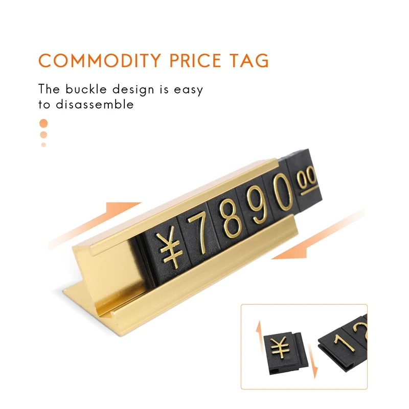 Étiquettes de prix en métal doré, chiffres arabes, 19 groupes