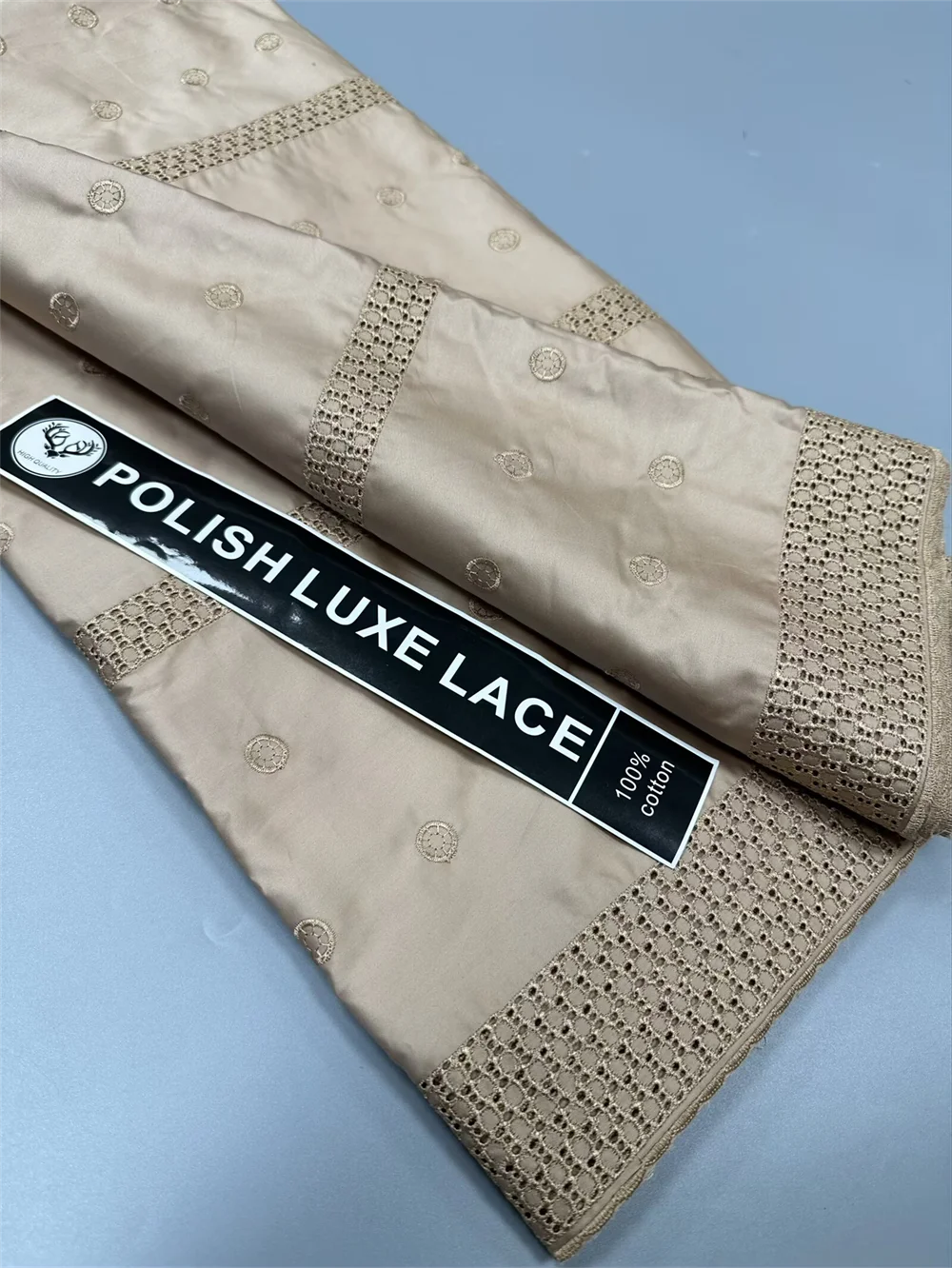 Luxury 5 Yards Nigerian 100% Cotton Polish Satin Embroidery Fabric High Quality Swiss Voile Lace Material For Men Dubai Style FS