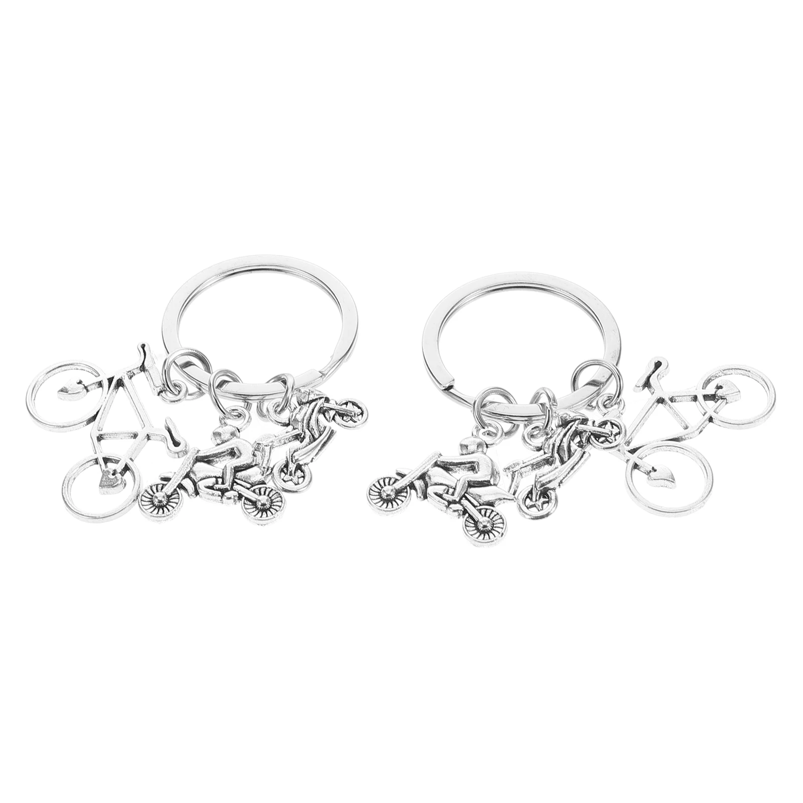 

2 Pcs Metal Key Ring Pendant Bicycle Riding Accessories Keychains Alloy Motorcycle Shaped Keyring