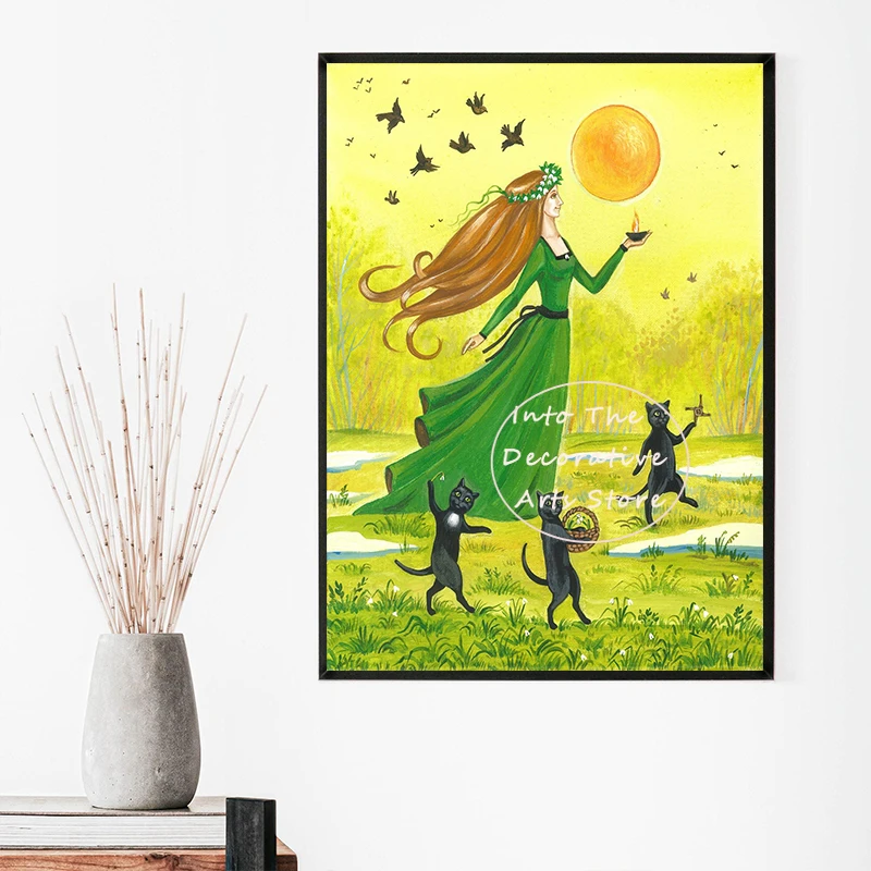 Halloween Dark Magic Witch Black Cat Carnival Country Lantern Pumpkin Ghost Poster Suitable for Living Room Corridor Decoration