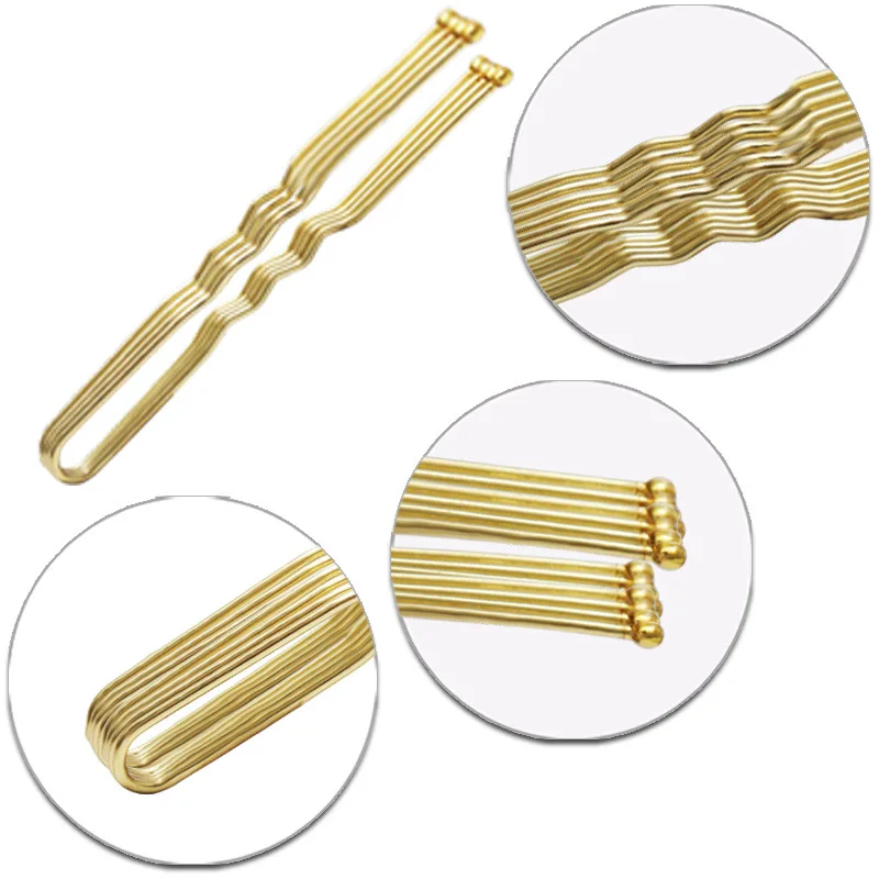 50 Pcs/Bag 5/6cm U Shaped Alloy Hairpins Waved Hair Clips Simple Metal Bobby Pins Barrettes Bridal Hairstyle Tools Hair Pins