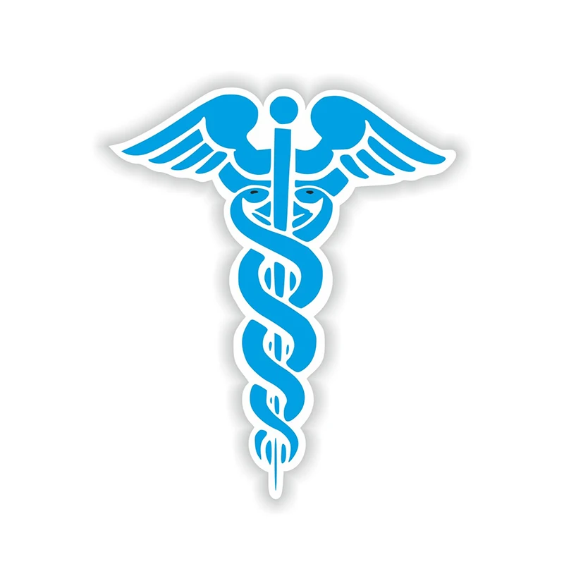 

CK21115# 13x16cm Caduceus Cyan Medical Pharmacy Doctor Symbol Car Sticker Waterproof Auto Decors for Bumper Rear Window Laptop