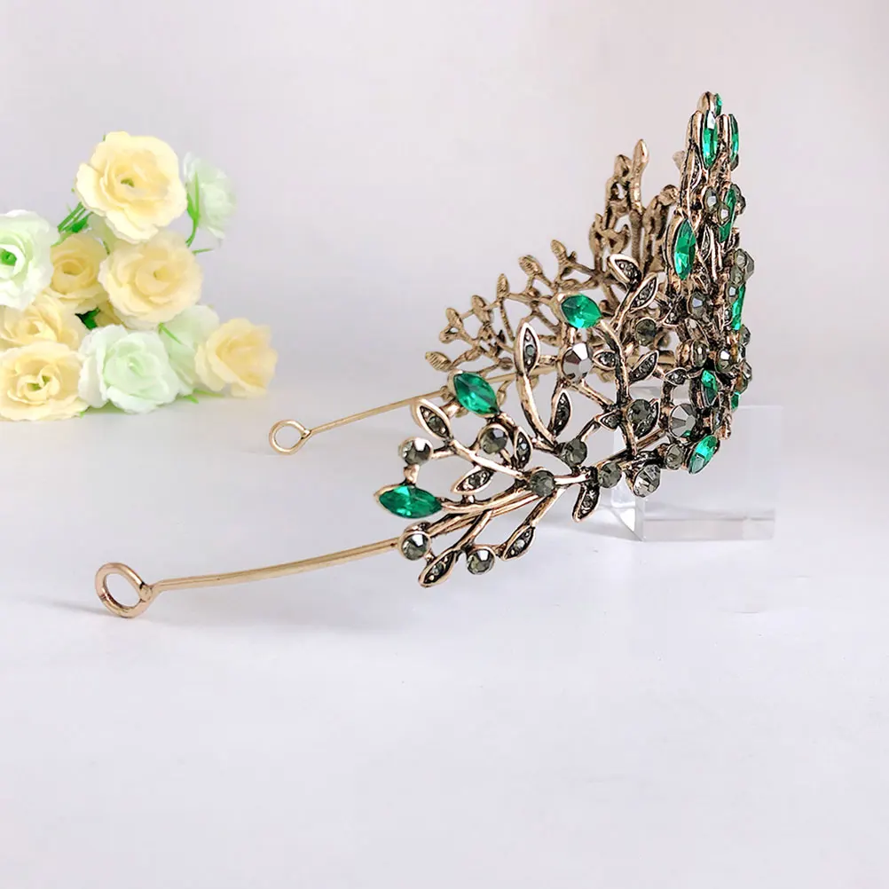 

Rhinestone Crown Hair Accessory White Crystal Bridal Decor Wedding Party Tiara Leaves Design Fashion Headb Jewelry Gift