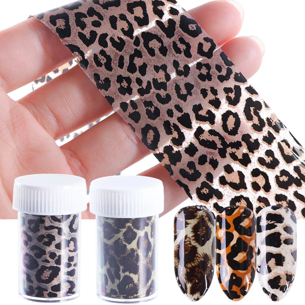 

8 Bottles Leopard Nail Stickers Fashion Decals Applique DIY Art Designs Party Holiday Events Nail Decorations Stickers