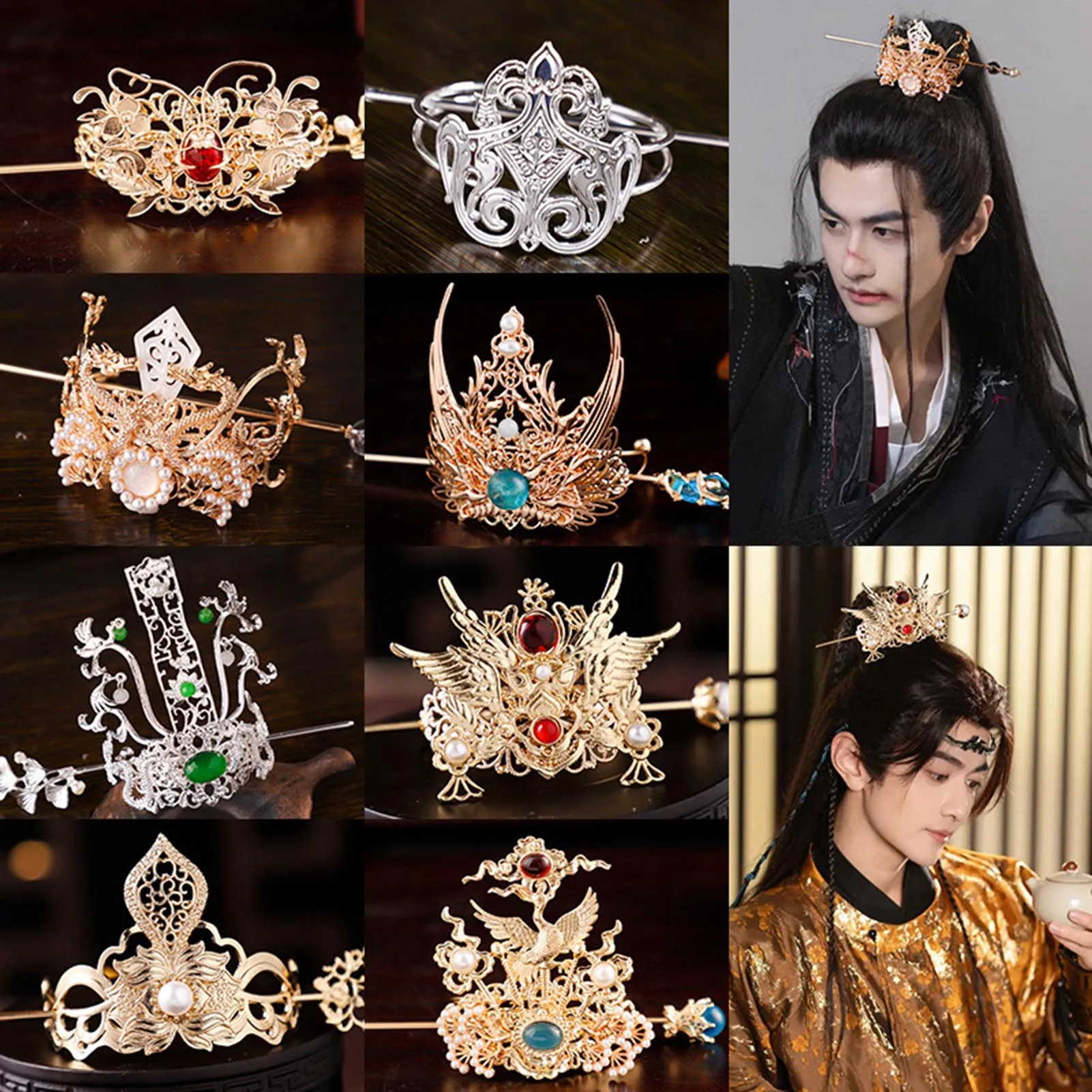 2pcs/set Luxury Hair Crown Chinese Hanfu Hair Accessoreis Tr