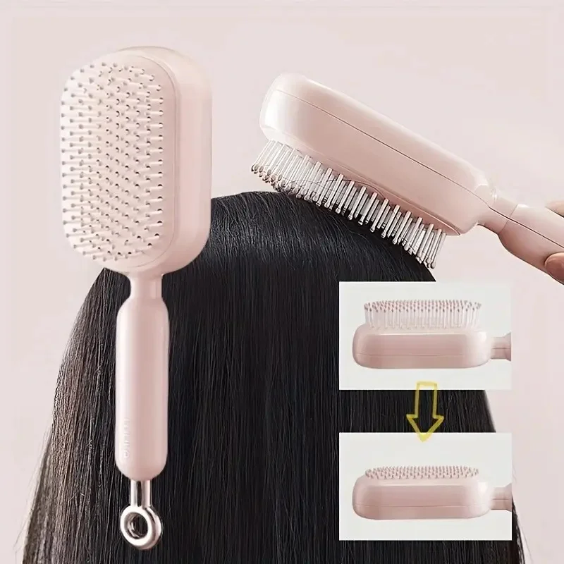 

Самоочищающаяся расческа для волос с выдвижной щетиной, массажная расческа двойного назначения для влажной и сухой уборки волос с 133-зубцами, массажные расчески на воздушной подушке