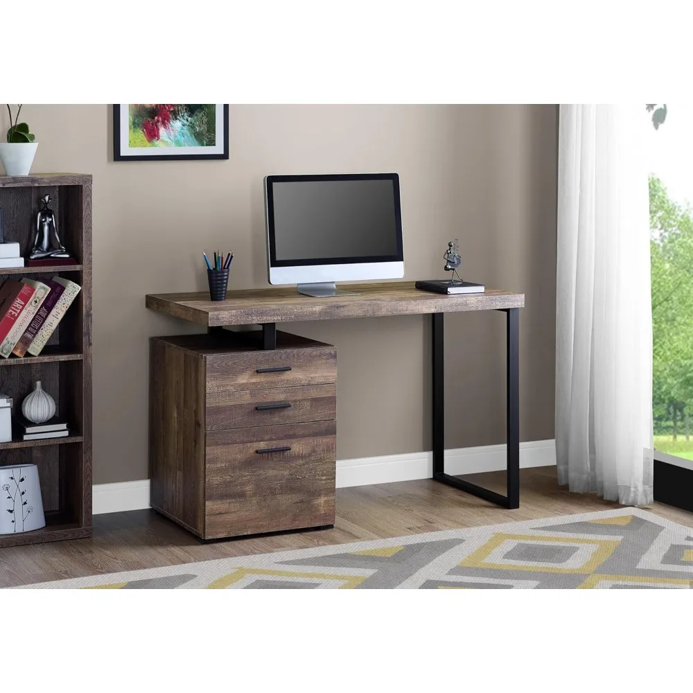 

Computer Desk with File Cabinet, Left or Right Setting -48L (brown Recycled Wood Appearance)