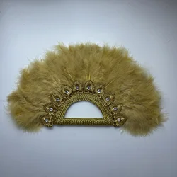 Éventail à Main en Plumes de Dinde Africaine Fait à la Main, Noir, pour brev, Décoration de Mariage, avec Charbon, Personnalisé, 1 Pièce