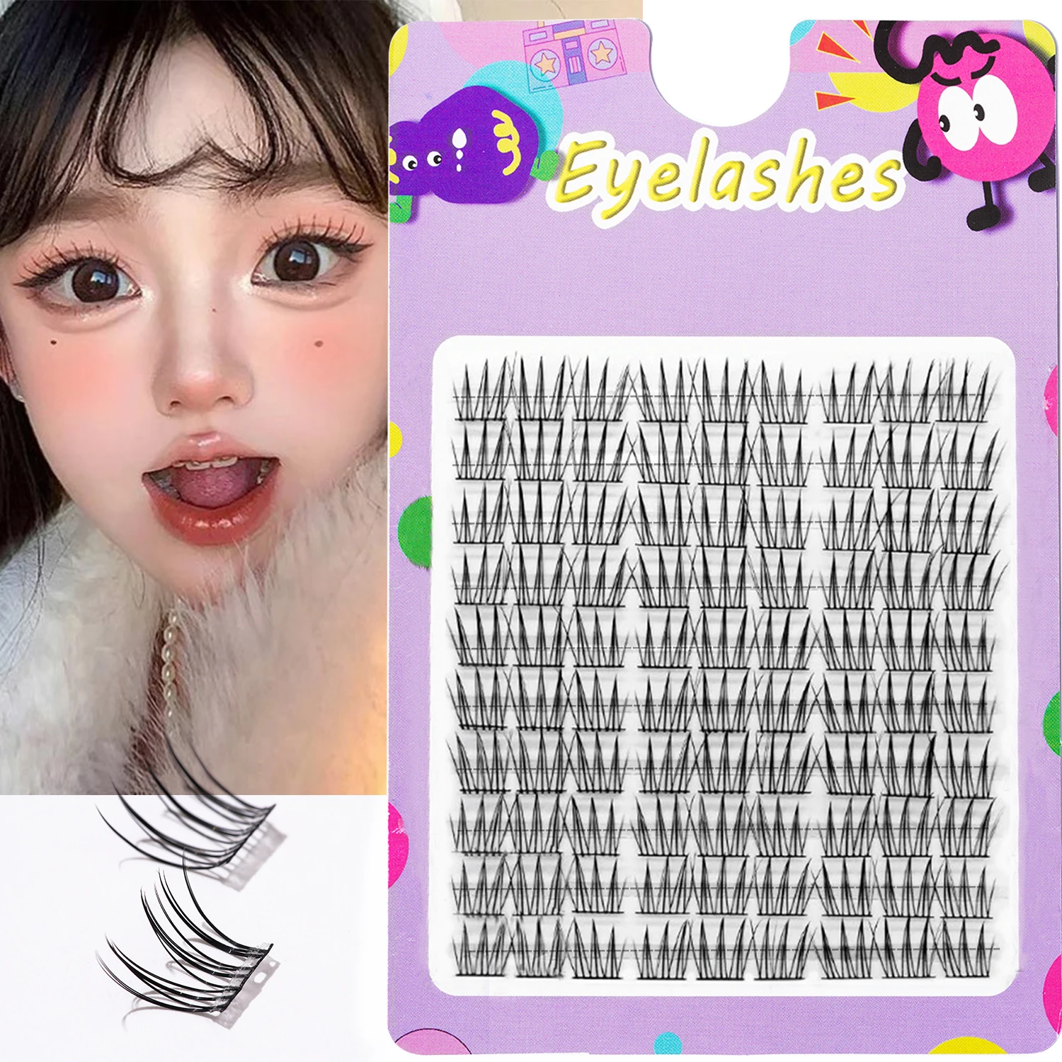 90duo Girl Group Eye Nature Trilogy Comics False Eyelash,Soft And Light, Single Cluster Of DIY Eyelashes