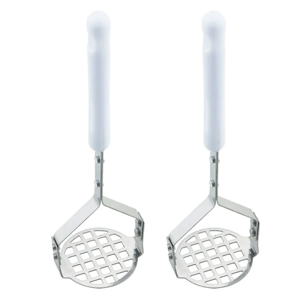 2 pezzi di patate in acciaio inossidabile schiacciapatate portatile per purè di patate patate dolci squash manico antiscivolo design cavo