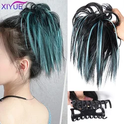 XIYUE sintetico disordinato capelli panino Tousled parrucchino fascia elastica Chignon ricci Scrunchie Updo copertura coda di capelli per le donne rosa