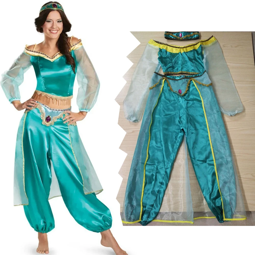 Aladdin jasmin prinzessin kleid cosplay kostüm erwachsene cos aladdin europäische amerikanische rollenspiel bühnen kostüm halloween für frauen