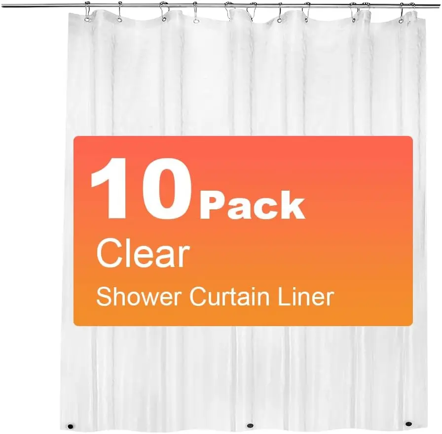 

Набор из 10 штук: Легкие прозрачные вкладыши для душевых занавесок из PEVA, 72x72 см, с нержавеющими люверсами и утяжеленными магнитами