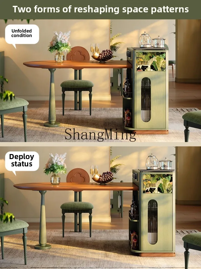 ZYY table à manger d'îlot en bois massif haut de gamme intégré ménage rétractable salon table à thé domestique