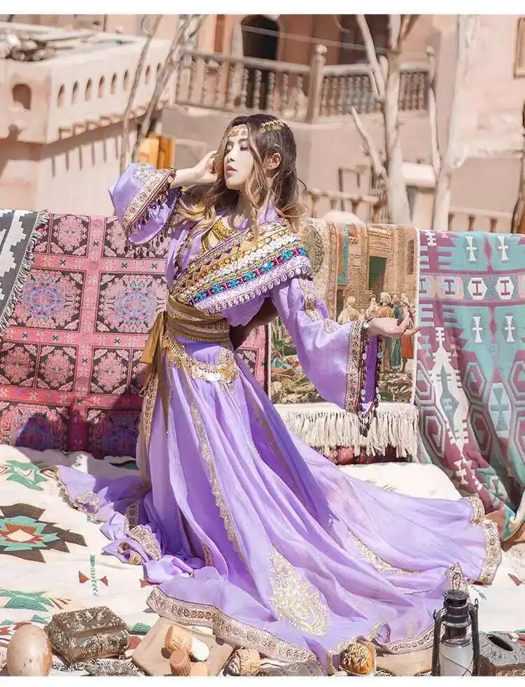 {특별 제공} Huangyue 국가 스타일 Hanfu Daiqi 실크 서부 지역 실제 야채 Xianqi 중공업 자수 Loulan