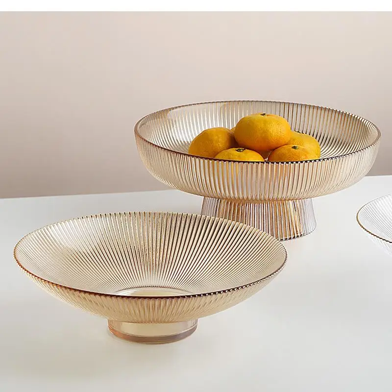 Nordic Transparent Glass Fruit Plate Light Luxury Style Living Room Home Coffee Table Snack Display