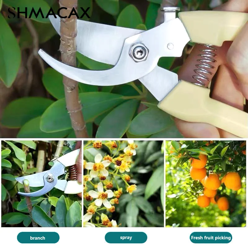 Gunting pangkas bunga Stainless Steel, gunting Stainless Steel, gunting cabang berkebun, gunting pohon buah, gunting ranting taman, 1 buah