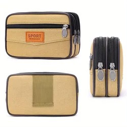 Multi Layer Men Phone Pouch Belt Waist Bag Fanny Pack Canvas Purse Small Pocket Design Belt Pouch Purse Bag for Phone