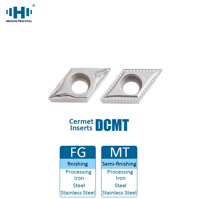 HENGXIN 10pcs set Carbide Cermet Inserts DCMT11T308 DCMT11T304MT DCMT070204FG Cutting Tool Holder Turning Tools DCMT MT FG CNC