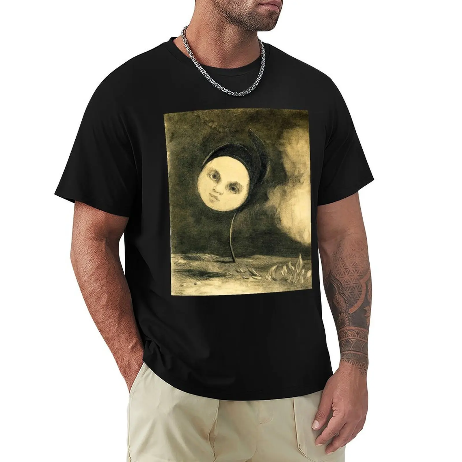 HD Strange Flower , by Odilon Redon (1880) High Definition T-Shirt Odor Resistant Short Sleeve Top