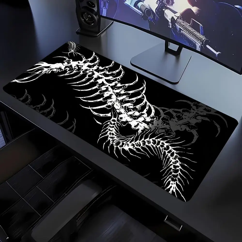 Dark Centipede Skeleton Mouse Pad Non Slip Rubber Desk Mat Stitched Edge Keyboard Playmat For PC Laptop Gaming Home Study Decor