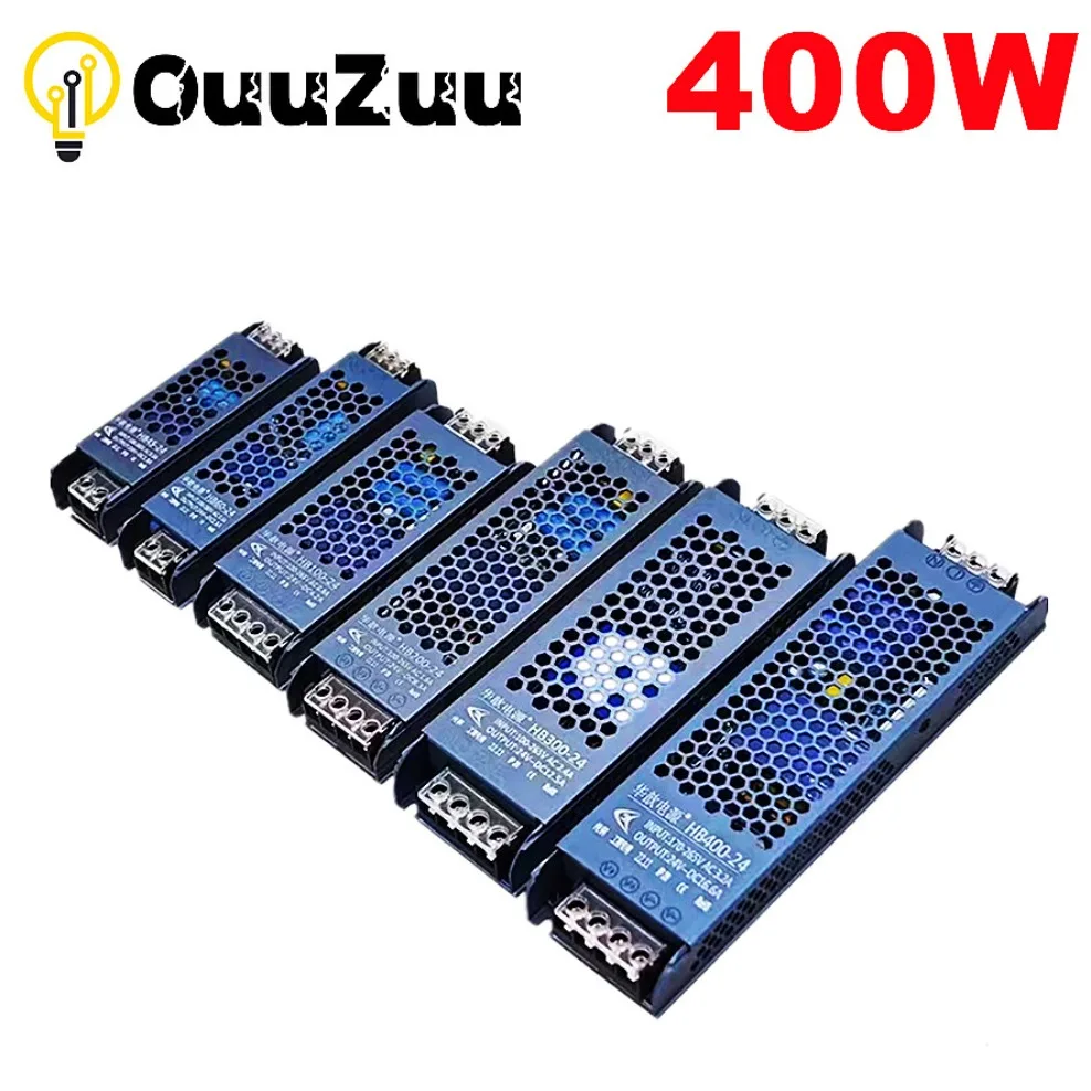 12V 24V zasilacz LED 45W 60W 100W 200W 300W 400W Ultra cienki AC/sterownik zasilany prądem stałym konwerter transformator LED dla taśma