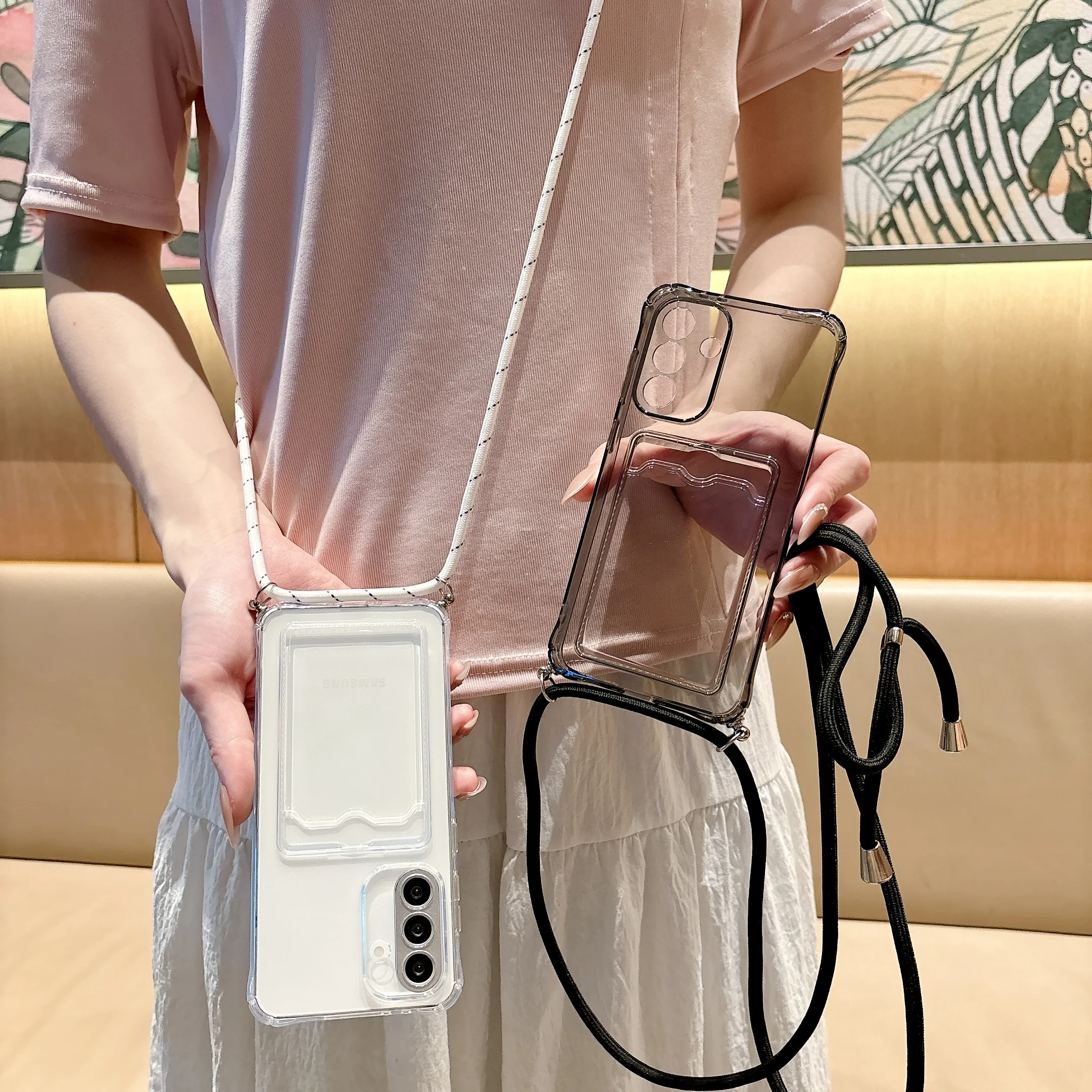 Crossbody Lanyard Phone Case For Samsung Galaxy A73 A72 A71 A57 A56 A55 A54 A53 A52 A52s A51 A50 A50s 5G 4G With Card Slot Cover